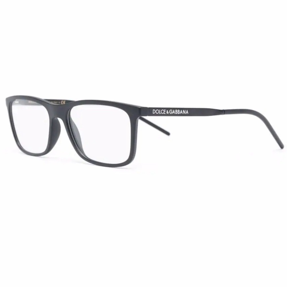 Dolce & Gabbana Eyewear Black matte-effect rectangle-frame glasses